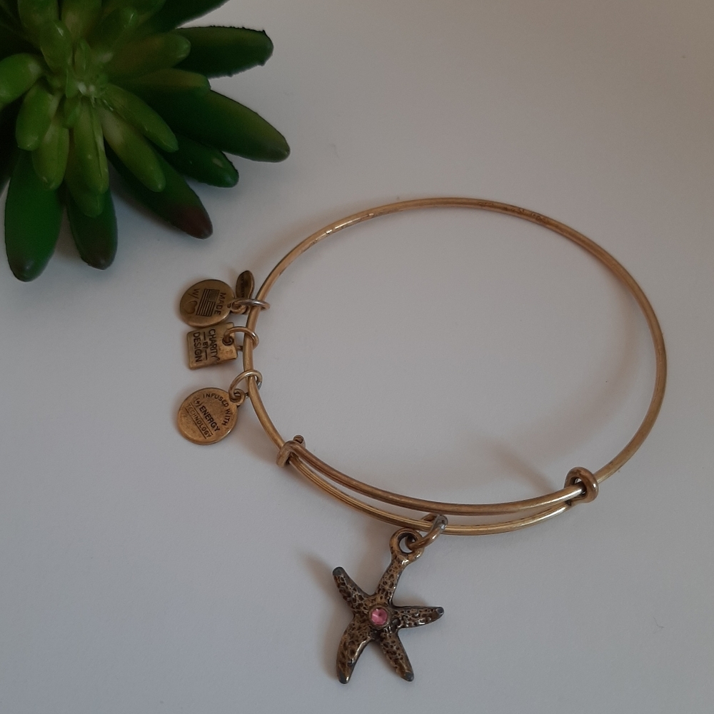 Alex and Ani Charity By Design Gold "Arms of Strength" Starfish Charm Bangle